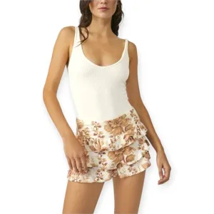NWT Free People Days Gone By Womens Floral Tiered Cotton Linen Shorts Size XL