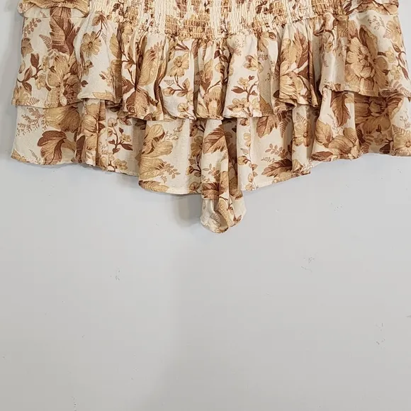 NWT Free People Days Gone By Womens Floral Tiered Cotton Linen Shorts Size XL