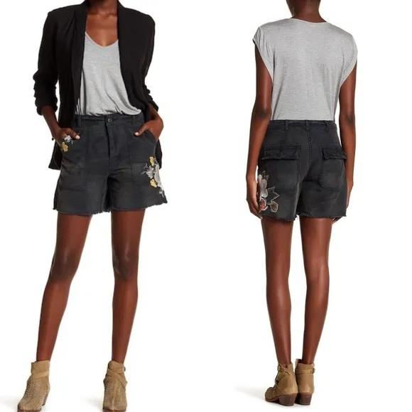 NWT Free People Embroidered Floral camo Shorts