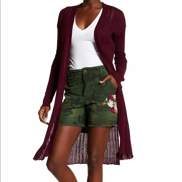 NWT Free People Embroidered Floral camo Shorts