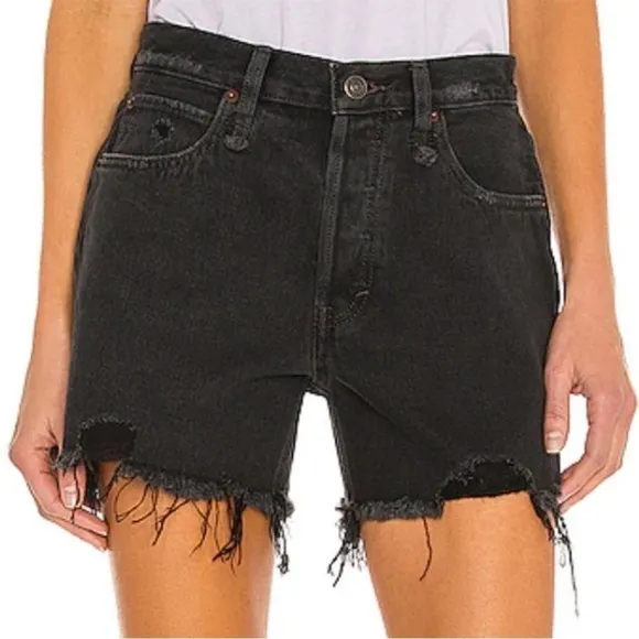 NWT Free People Makai Distressed Cutoff Shorts Washed Black