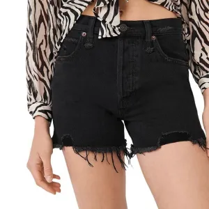 NWT FREE PEOPLE Makai High Waisted black Jean Shorts Size 24