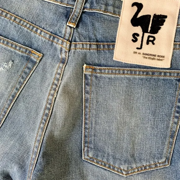 NWT FREE PEOPLE SANDRINE ROSE Denim Shorts w/ Orange Side Zipper Detail, Size 25