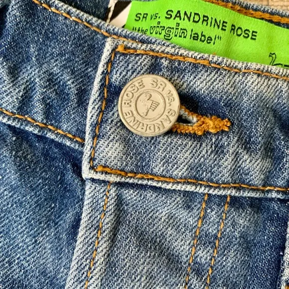 NWT FREE PEOPLE SANDRINE ROSE Denim Shorts w/ Orange Side Zipper Detail, Size 25