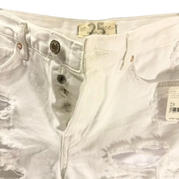 NWT Free People /We The Free Optic White Denim Shorts sz 25