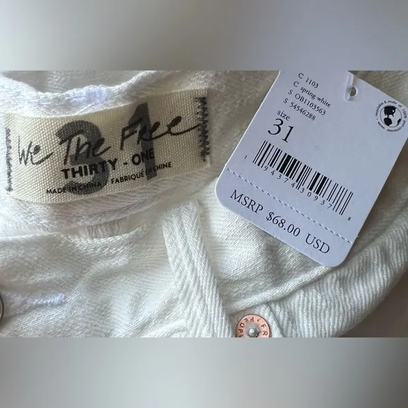 NWT Free People white Jean shorts