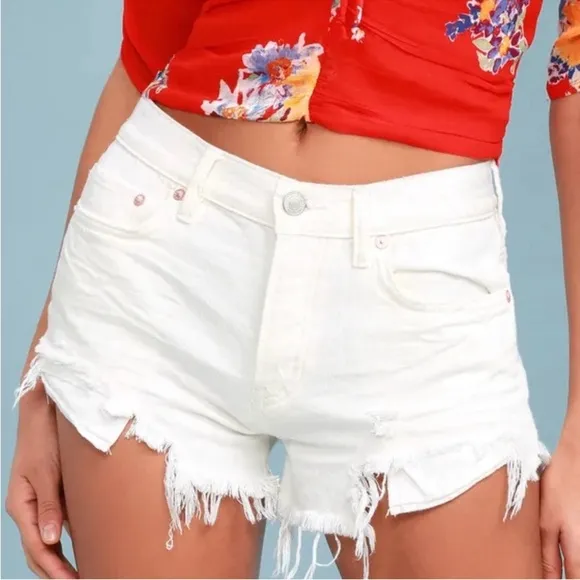 NWT Free People White Loving Good Vibrations Cutoffs Shorts