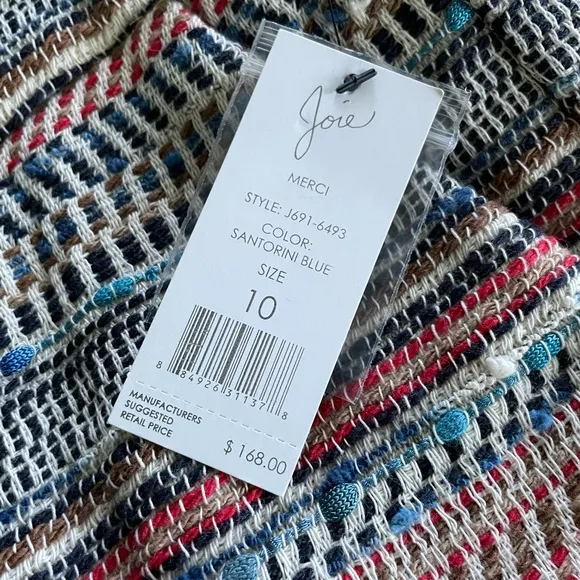NWT Joie Women’s Knit Cotton Shorts Merci Blue Santorini Summer Boho Size 10