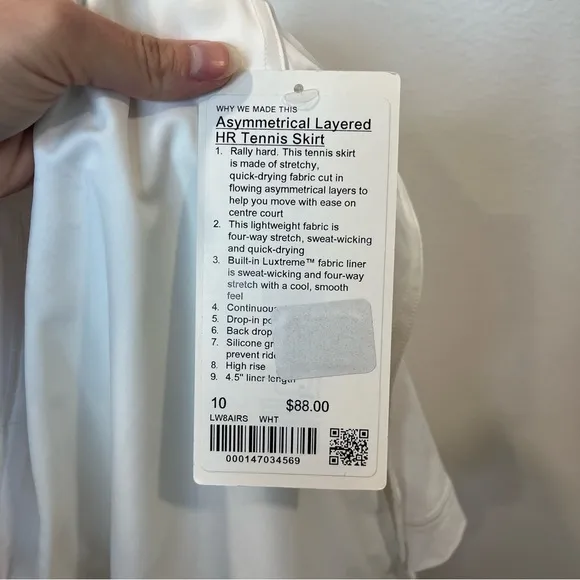 NWT Lululemon Asymmetrical Layered High-Rise Tennis Skirt