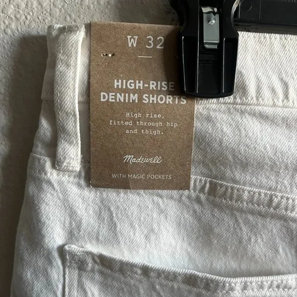 NWT Madewell High-Rise Denim Shorts in Tile White Size 32