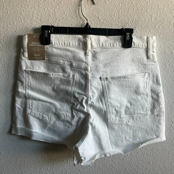 NWT Madewell High-Rise Denim Shorts in Tile White Size 32