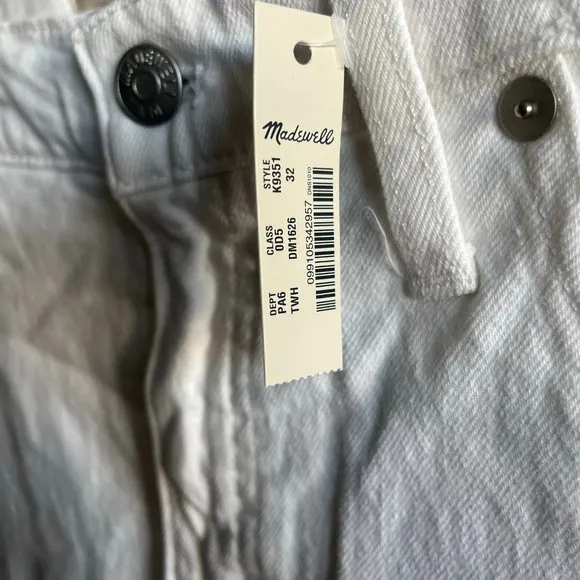 NWT Madewell High-Rise Denim Shorts in Tile White Size 32