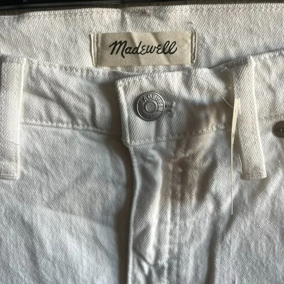 NWT Madewell High-Rise Denim Shorts in Tile White Size 32