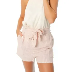 NWT Mink Pink White Pink Stripe High Paper Bag Waist Mom Bermuda Dress Shorts XS