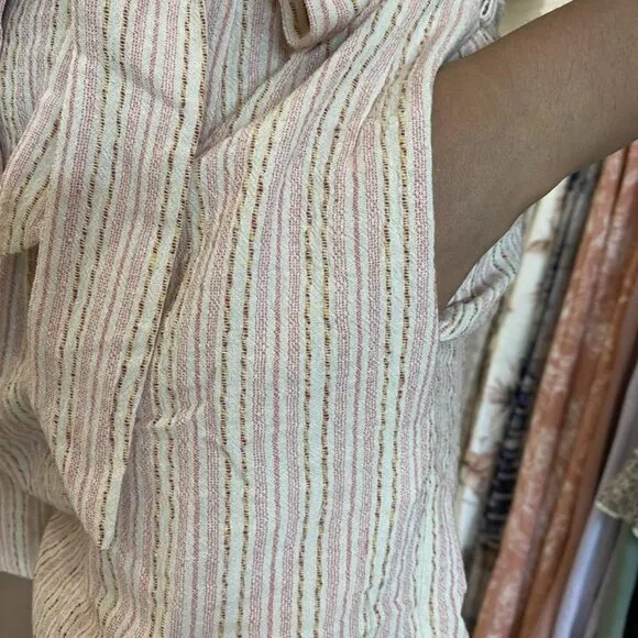 NWT Mink Pink White Pink Stripe High Paper Bag Waist Mom Bermuda Dress Shorts XS