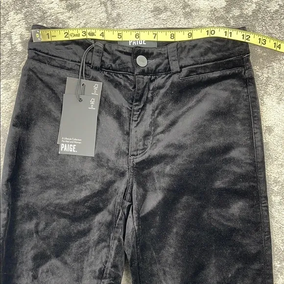 NWT Paige Manhattan High Waist Stretch Velvet Pants Jeans Black Sz 23