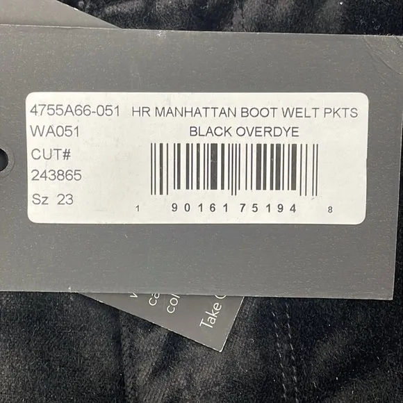NWT Paige Manhattan High Waist Stretch Velvet Pants Jeans Black Sz 23