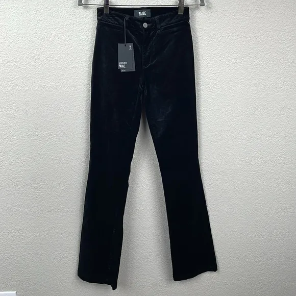 NWT Paige Manhattan High Waist Stretch Velvet Pants Jeans Black Sz 23