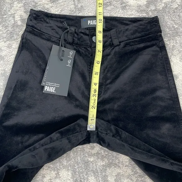 NWT Paige Manhattan High Waist Stretch Velvet Pants Jeans Black Sz 23