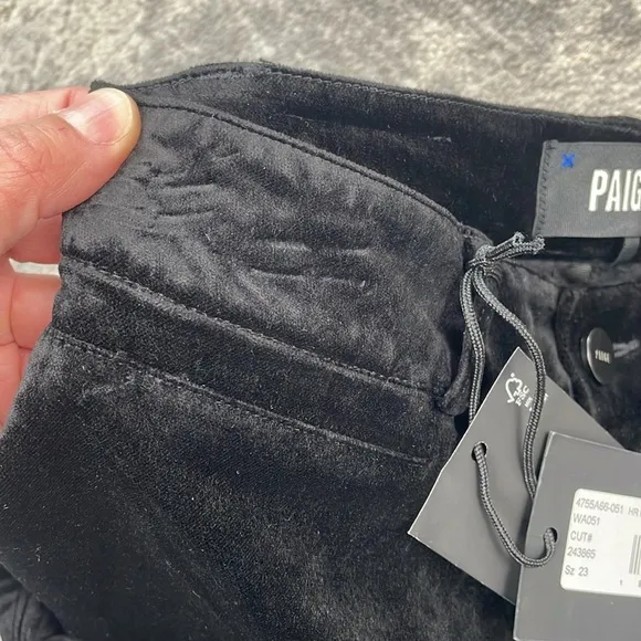 NWT Paige Manhattan High Waist Stretch Velvet Pants Jeans Black Sz 23
