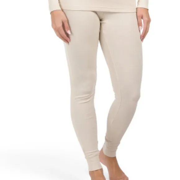 NWT PETIT LEM Beige Organic Cotton Model Ribbed Pajama Set 267NO