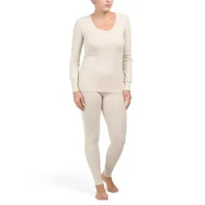 NWT PETIT LEM Beige Organic Cotton Model Ribbed Pajama Set 267NO