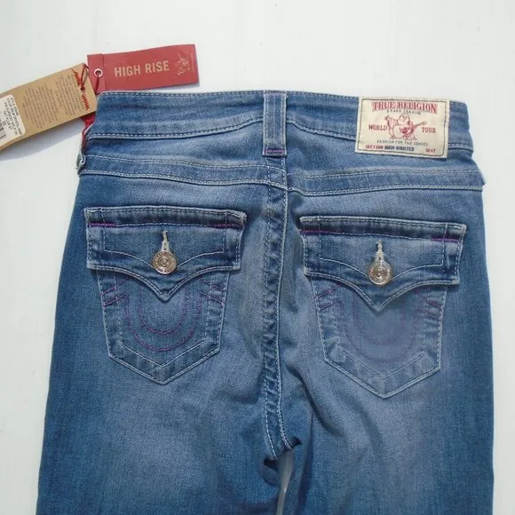 NWT True Religion World Tour High-Waisted Skinny Jeans Pants Women' Size 25 Blue
