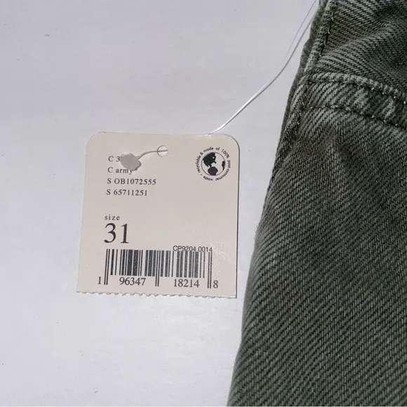 NWT We the Free Army Green Distressed Denim Shorts