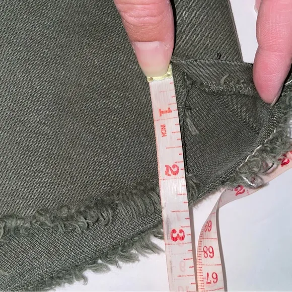 NWT We the Free Army Green Distressed Denim Shorts