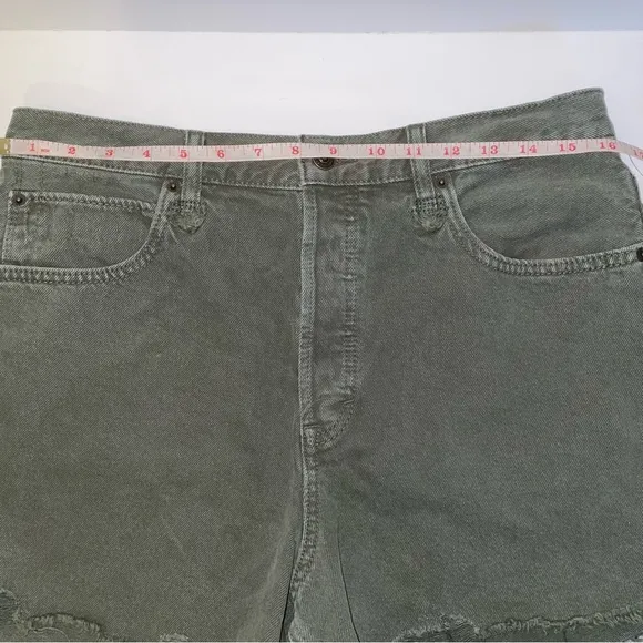 NWT We the Free Army Green Distressed Denim Shorts