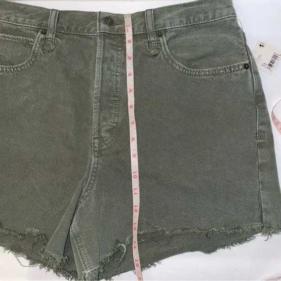 NWT We the Free Army Green Distressed Denim Shorts