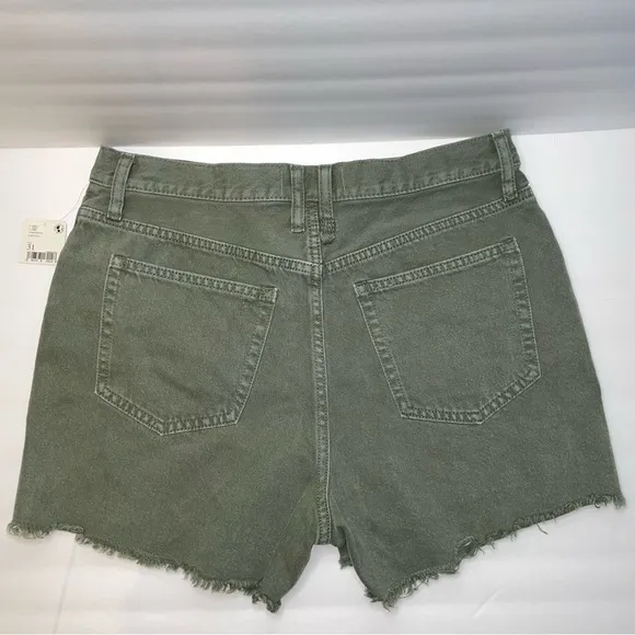 NWT We the Free Army Green Distressed Denim Shorts