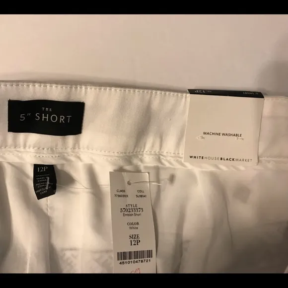 NWT White House Black Market Petite Embellished Shorts, White, Size 12P