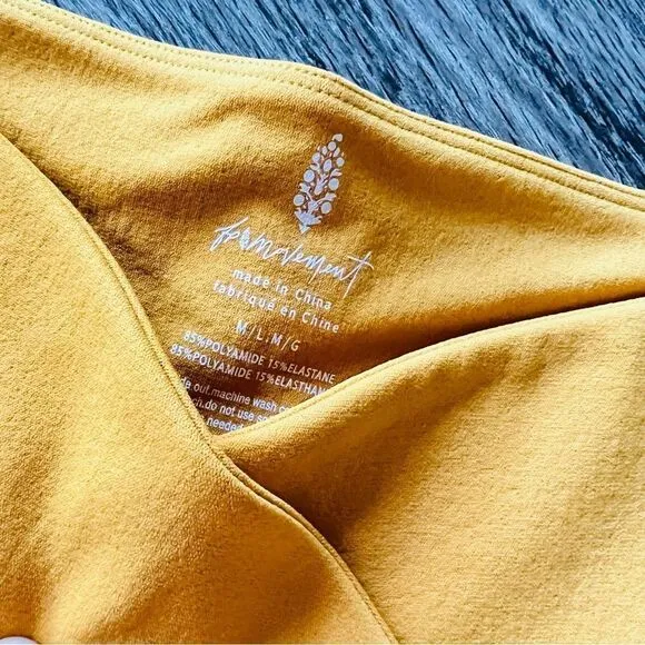 NWT Free People Blaze It Crossover Bike Shorts in Tumeric Yellow Gold M/L