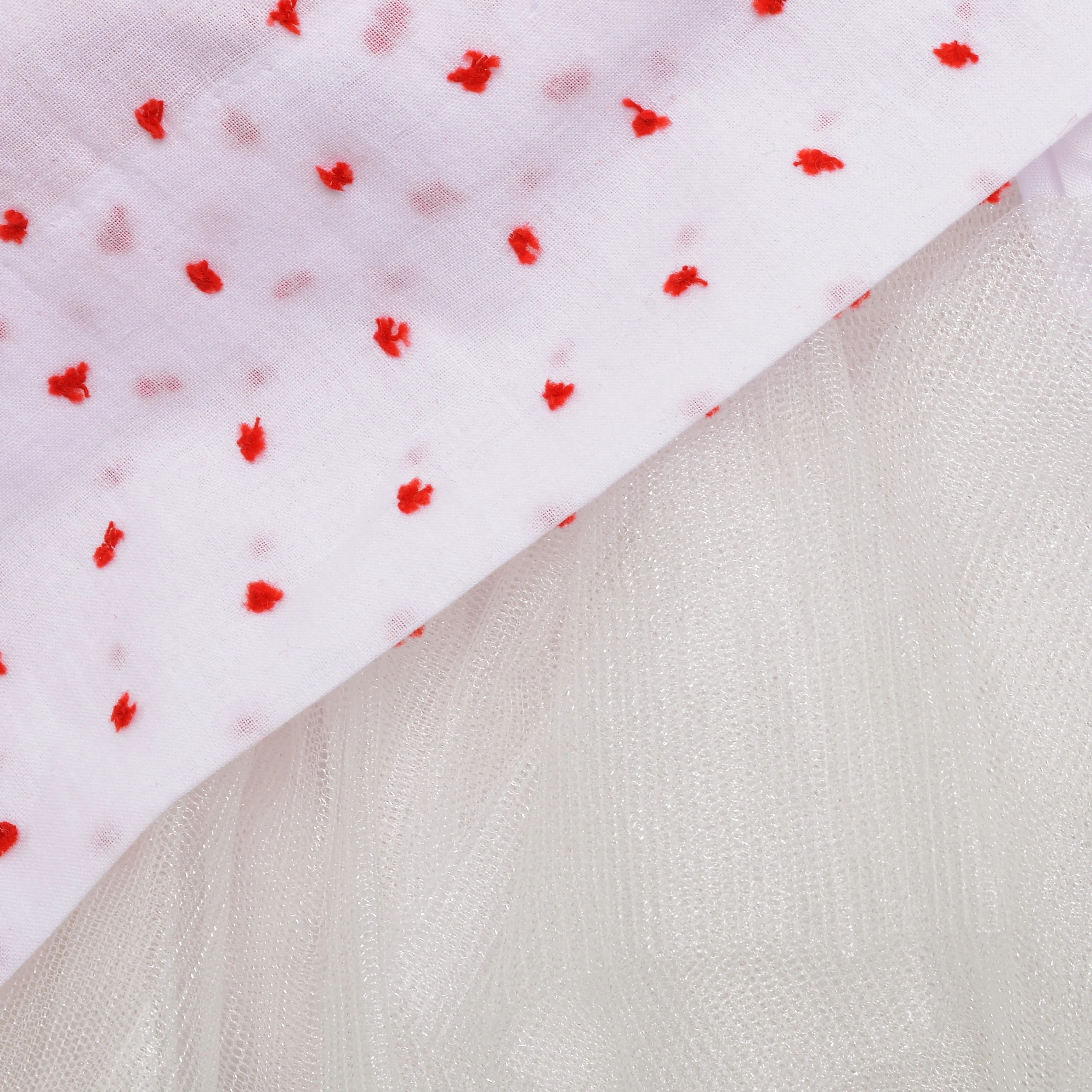 Ocean Baby Girls Red Swiss Dot Smocked Petticoat Layered Dress (3M-8Yrs)
