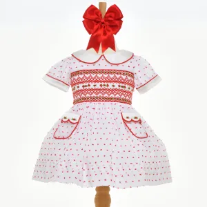 Ocean Baby Girls Red Swiss Dot Smocked Petticoat Layered Dress (3M-8Yrs)