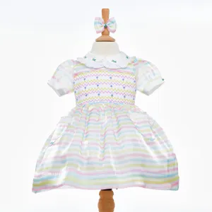 Ocean Baby Girls Smocked Candy Stripe Organza Dress (NB-8Yrs)