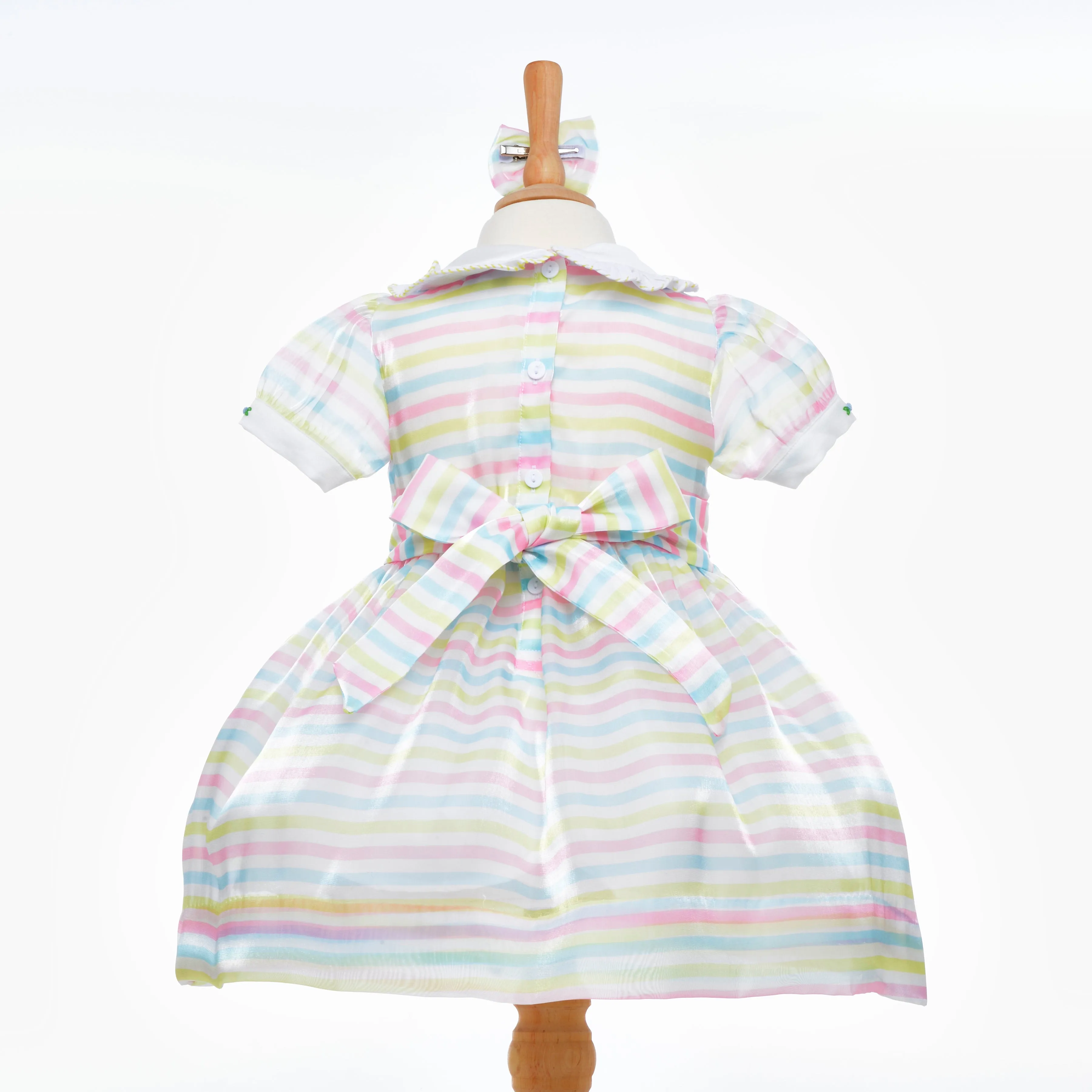 Ocean Baby Girls Smocked Candy Stripe Organza Dress (NB-8Yrs)