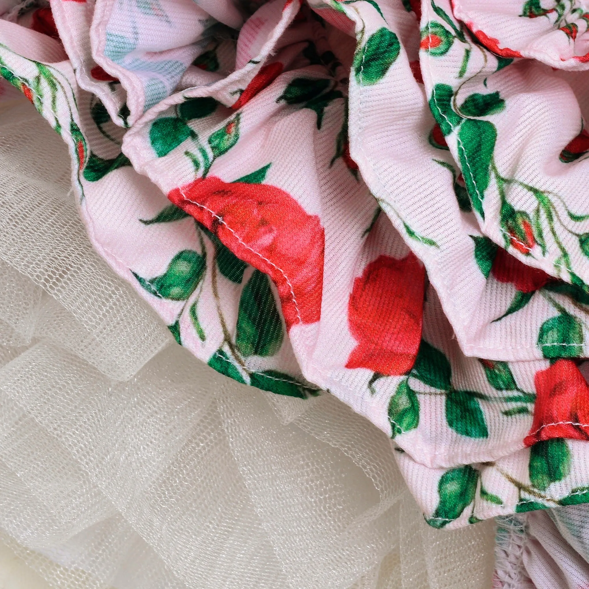 Ocean Baby Girls Smocked Petticoat Layered Red Rose Ruffle Dress (6M-8Yrs)