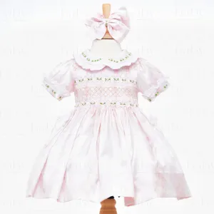 Ocean Baby Girls Smocked Pink Marble Satin Petticoat Layered Dress (NB-8Yrs)
