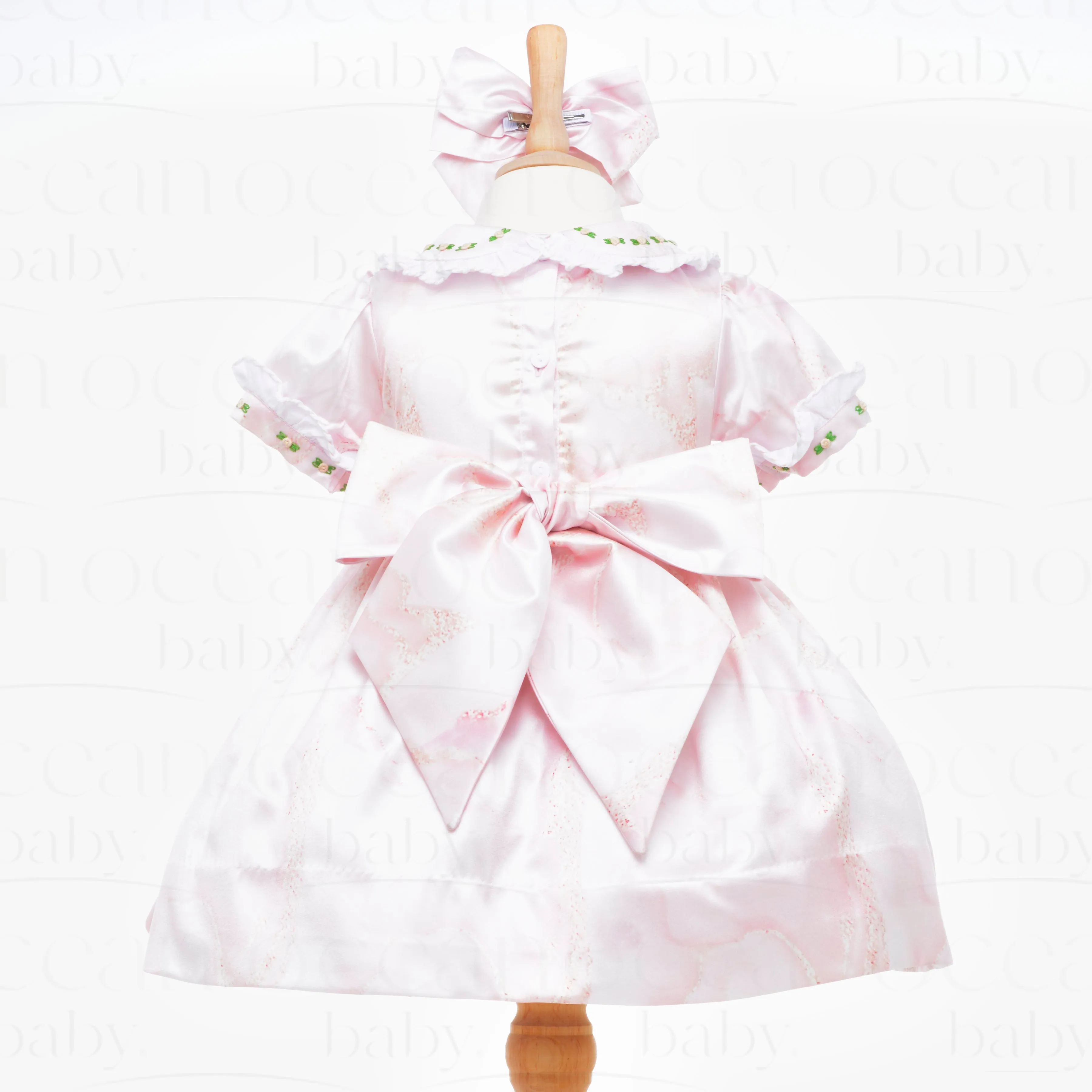 Ocean Baby Girls Smocked Pink Marble Satin Petticoat Layered Dress (NB-8Yrs)