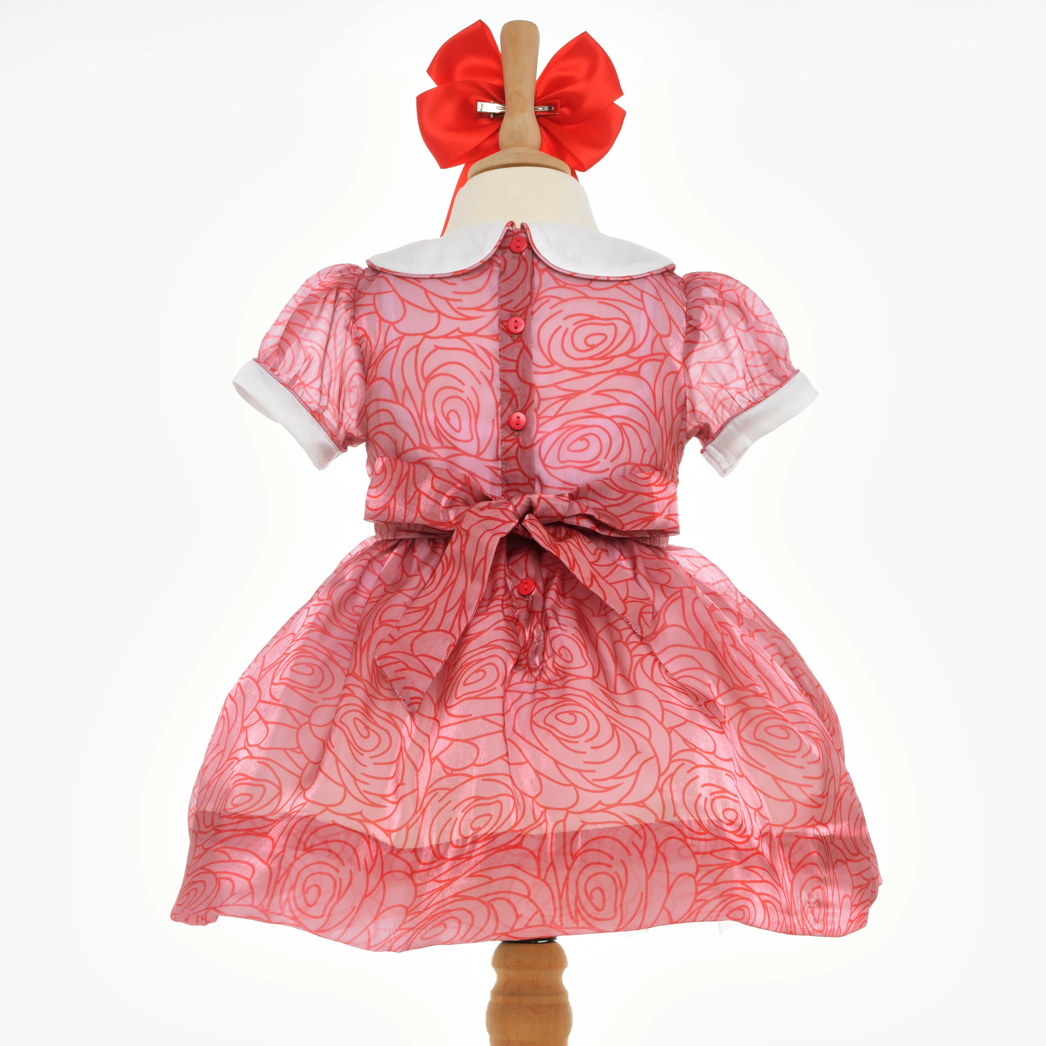 Ocean Baby Girls Smocked Rose Heart Organza Dress (3M-8Yrs)