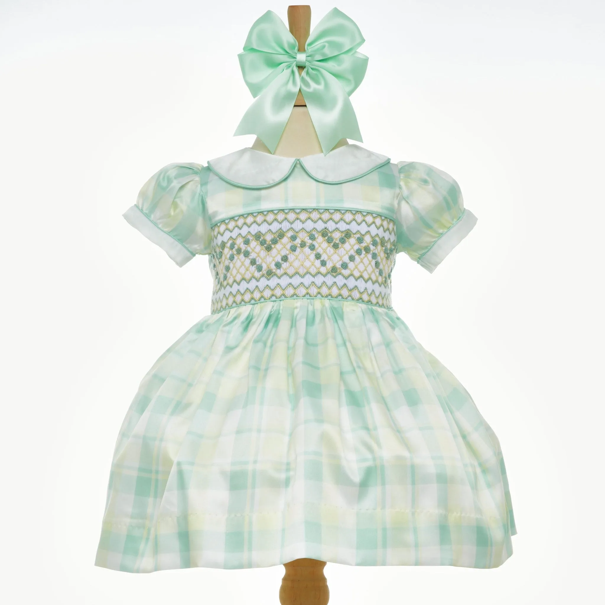 Ocean Baby Smocked Lemon & Mint Plaid Petticoat Layered Dress (NB-8Yrs)