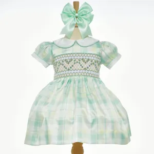 Ocean Baby Smocked Lemon & Mint Plaid Petticoat Layered Dress (NB-8Yrs)