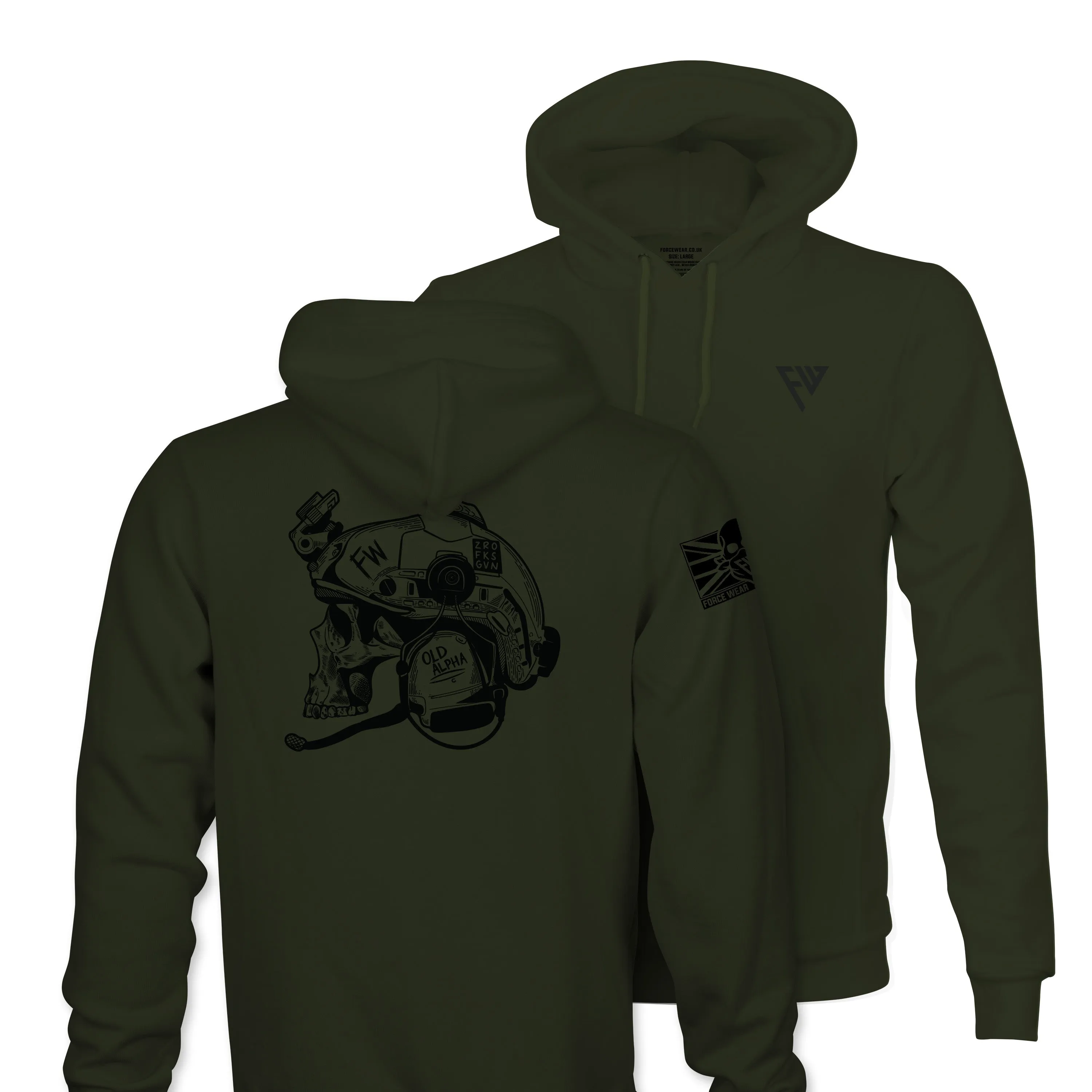 OLD ALPHA TAG & BACK HOODIE