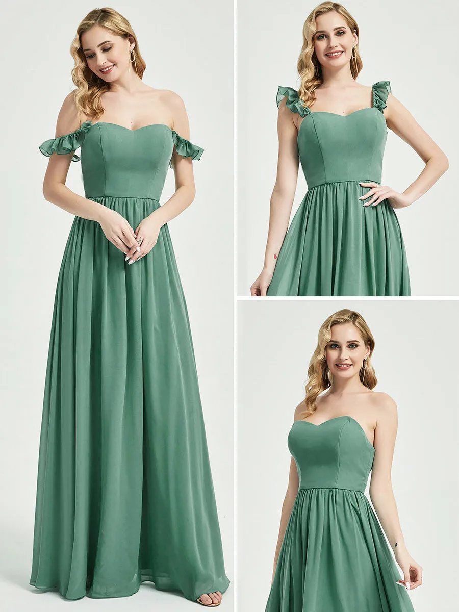 Olive 3 In 1 Detachable Straps Convertible Chiffon Bridesmaid Dress