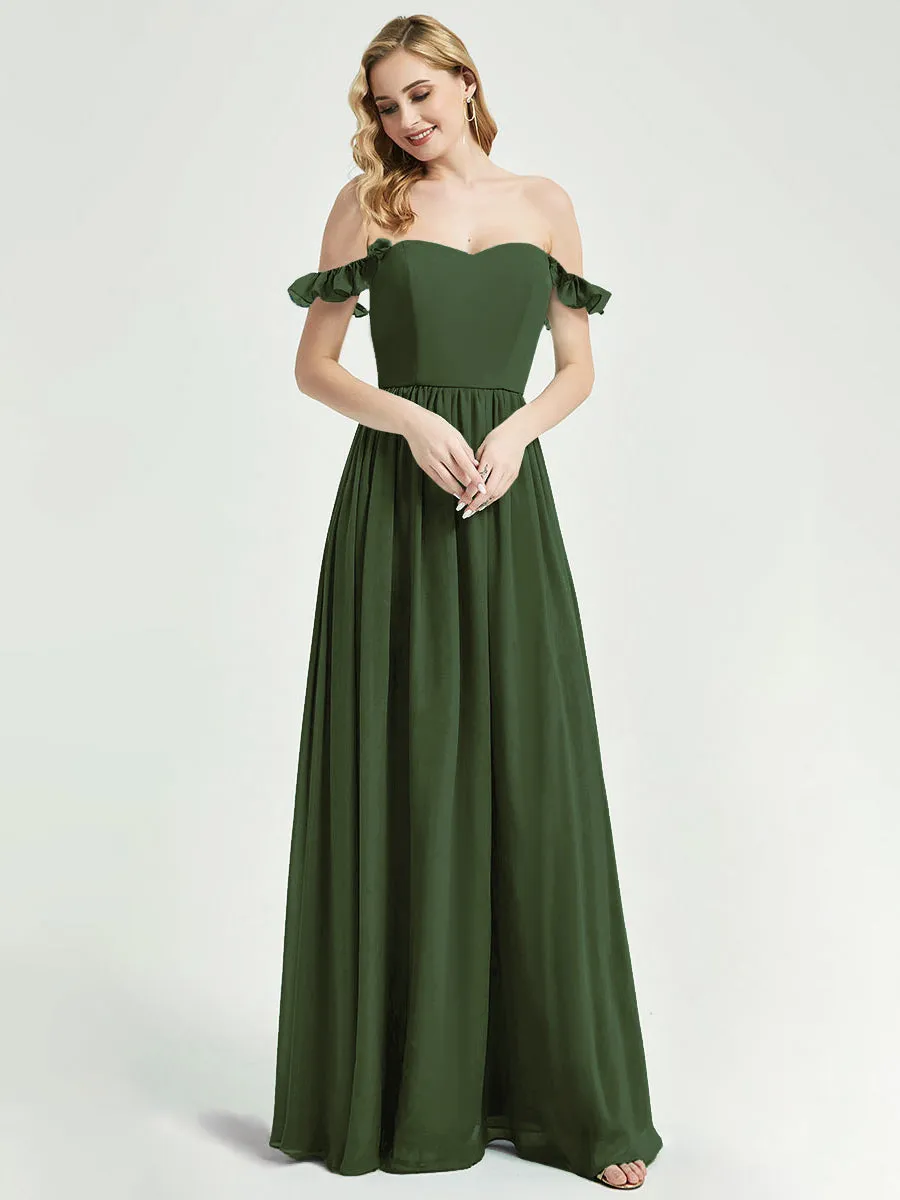 Olive 3 In 1 Detachable Straps Convertible Chiffon Bridesmaid Dress