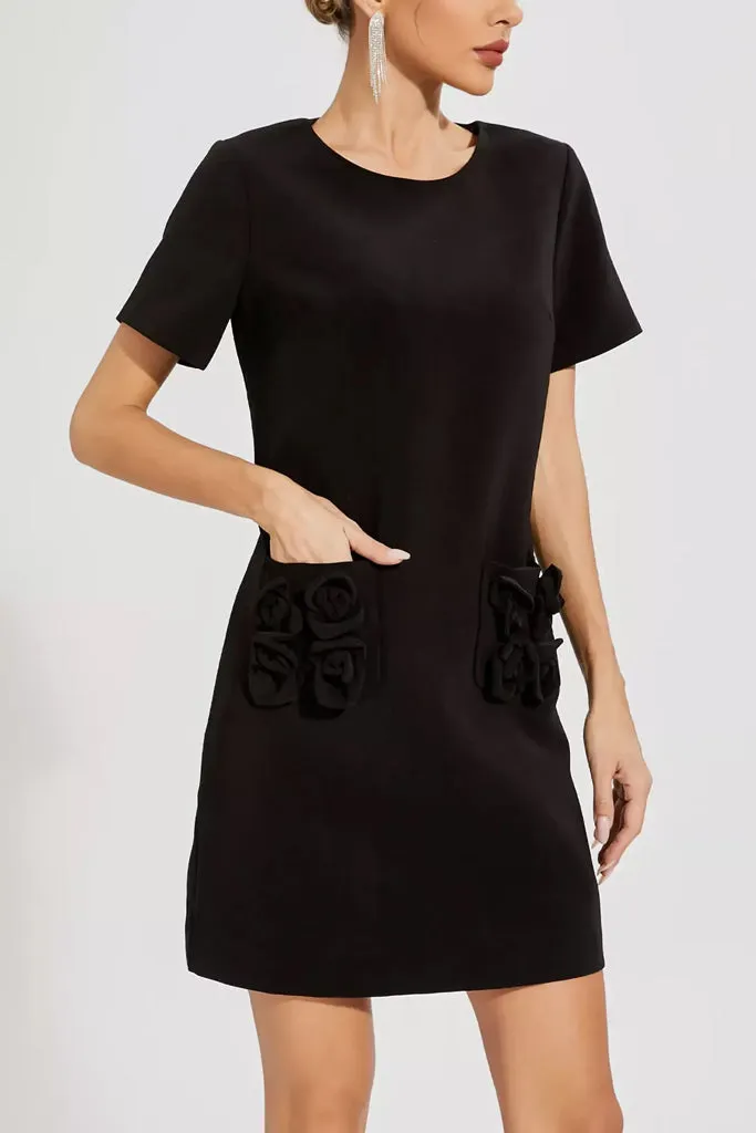 Ondine Black Floral Mini Dress