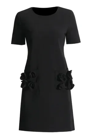 Ondine Black Floral Mini Dress