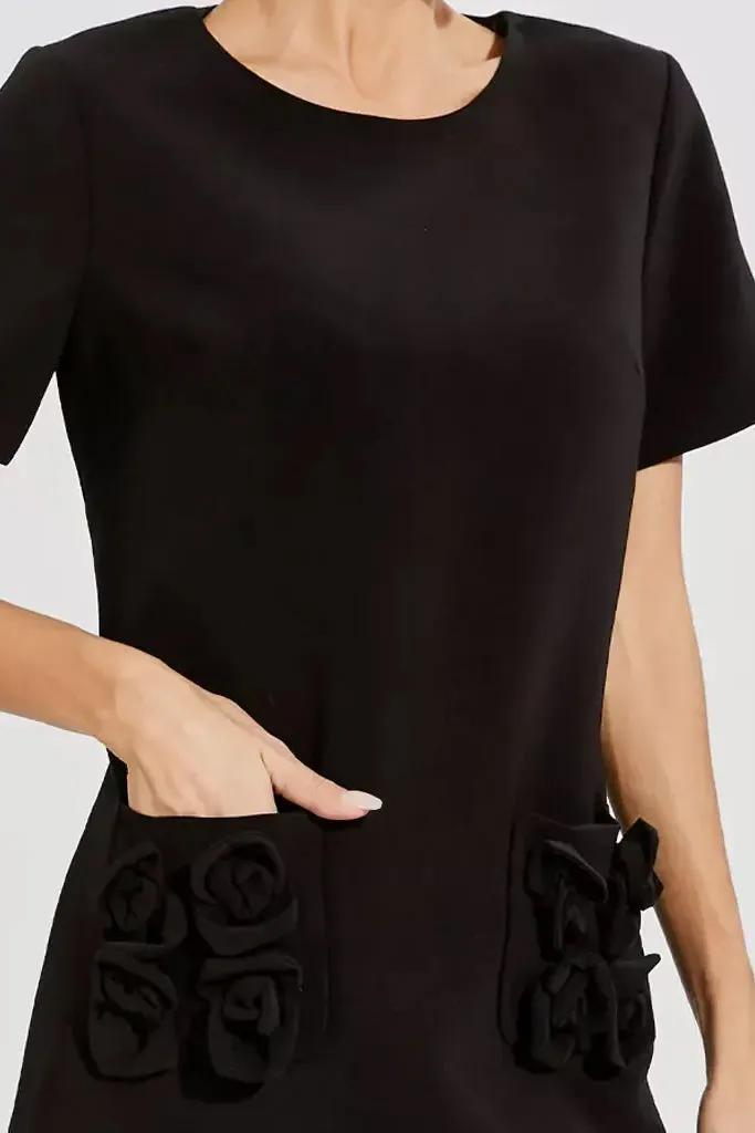 Ondine Black Floral Mini Dress